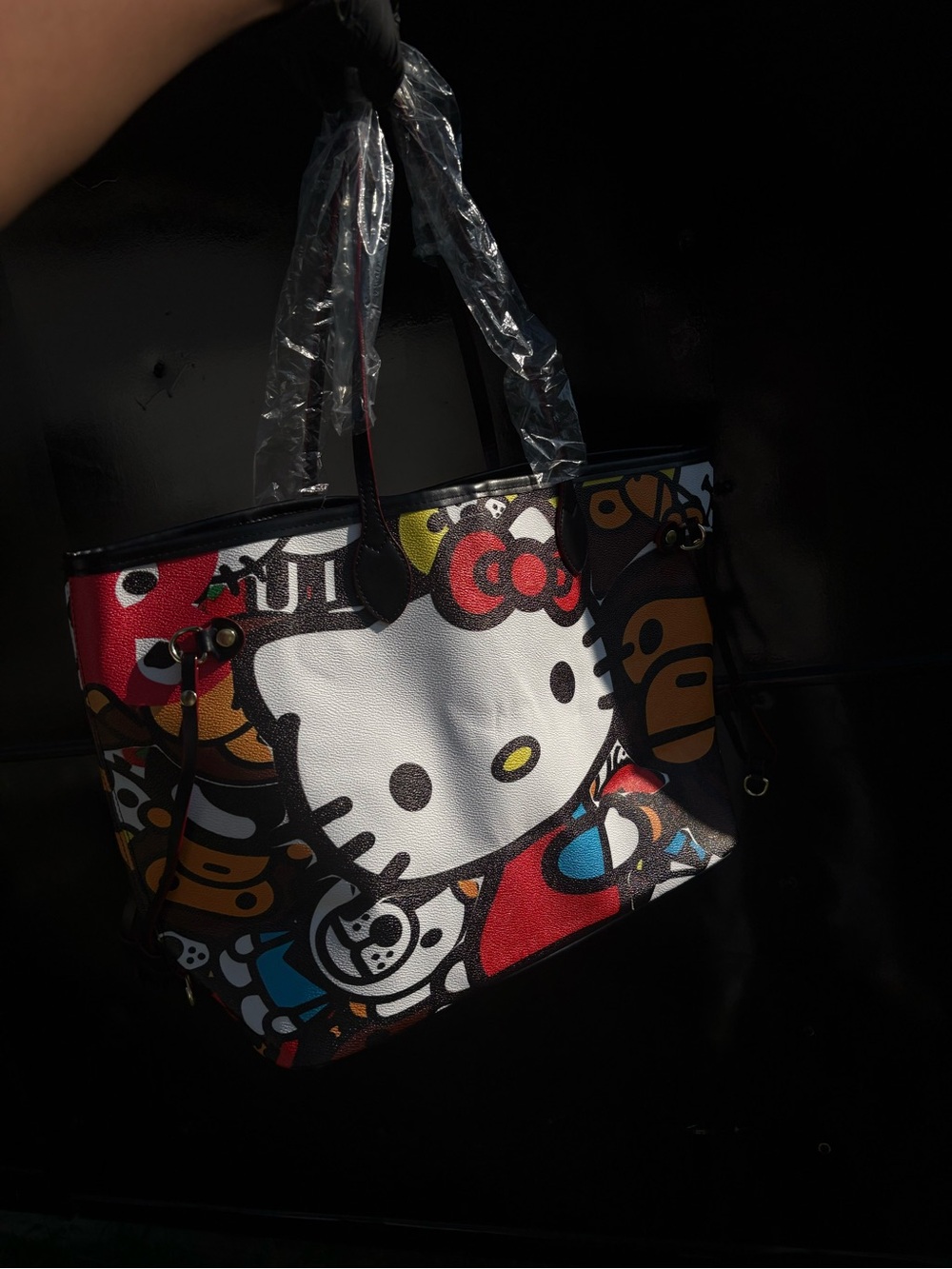 Hello Kitty Colorblock Tote Bag - Red, White, Black